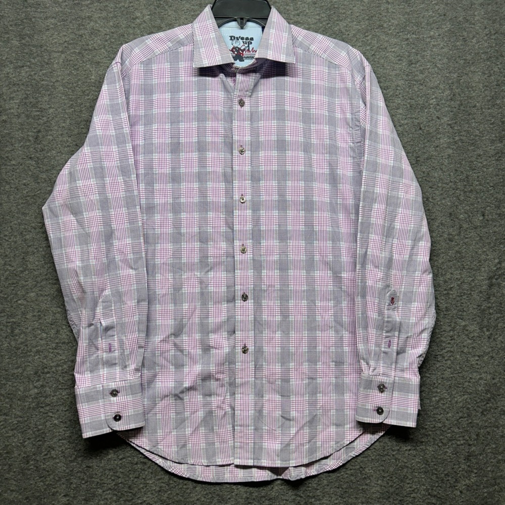 Robert Graham Dress Up‎ Men's L Purple Plaid Long Sleeve Button Down Shirt